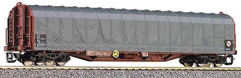 Flat car with retractable canvas hood<br /><a href='images/pictures/Tillig/15548.jpg' target='_blank'>Full size image</a>